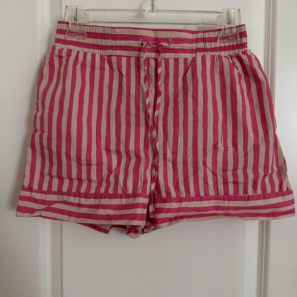 Sezane Pants - Sézane Chic Pink and Tan Striped Shorts with pockets, 36
